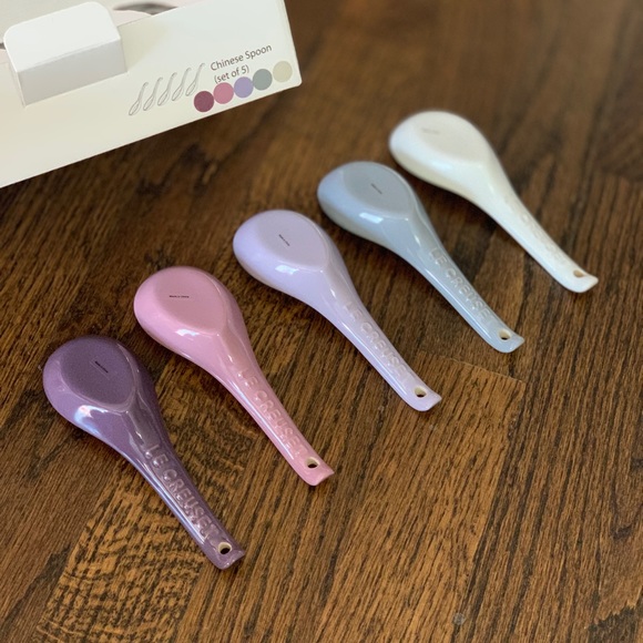 New Le Creuset Chinese Spoons Set of 5 Mauve Pink Series - Picture 2 of 5